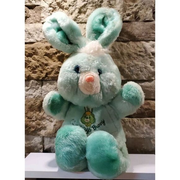 Vintage 1984 Animal Toys Cuddle Up Bunny Rabbit Friend Green 18" Plush Stuffed - Picture 1 of 8